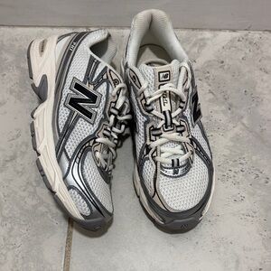 New Balance Silver and White Athletic Shoes